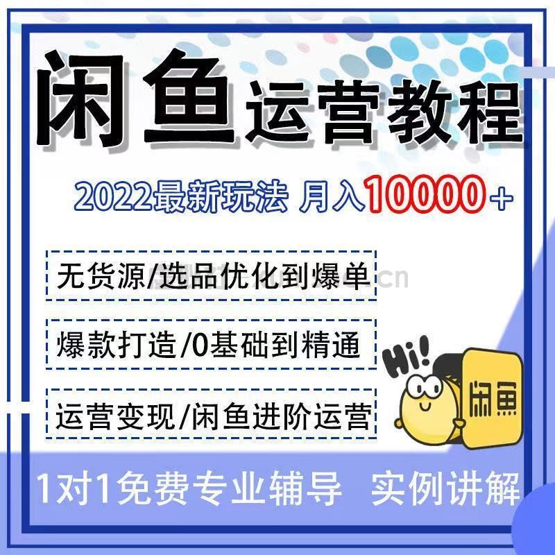 闲鱼运营课程基础进阶教程咸鱼卖货推广引流开店技巧指导视频培训