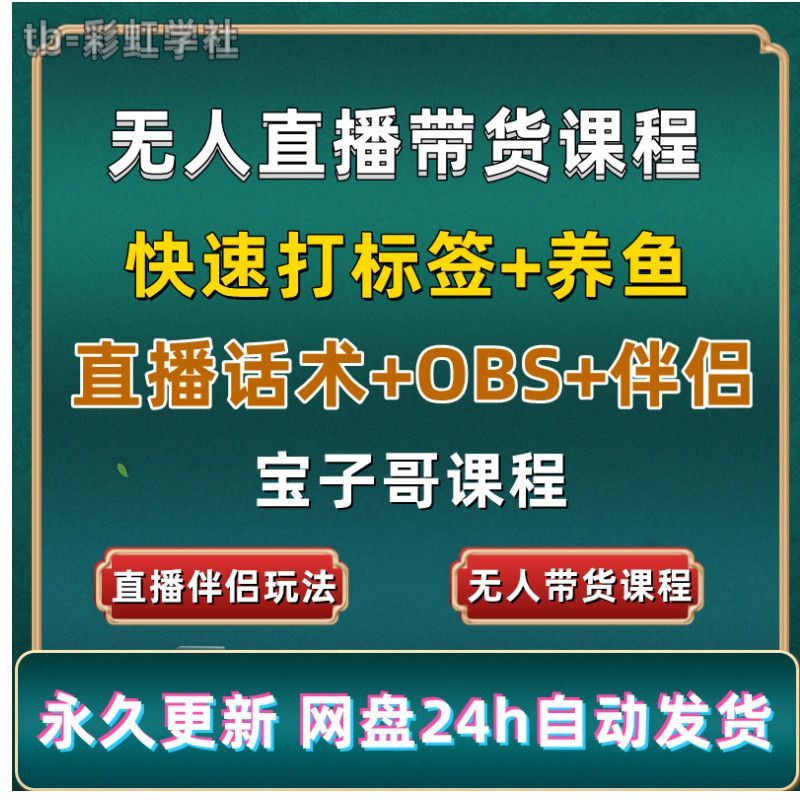 宝子哥无人直播OBS+伴侣玩法+快速打标签+养鱼课程教程资料